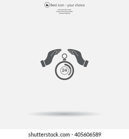 Illustration of two hands protecting or giving a timer



