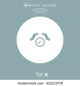 Illustration of two hands protecting or giving a compass