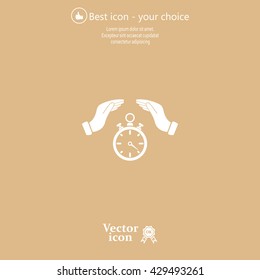 Illustration of two hands protecting or giving a timer