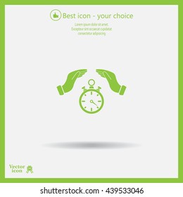 Illustration of two hands protecting or giving a timer



