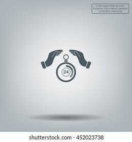 Illustration of two hands protecting or giving a timer