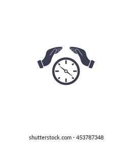 Illustration of two hands protecting or giving a compass