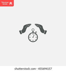 Illustration of two hands protecting or giving a timer



