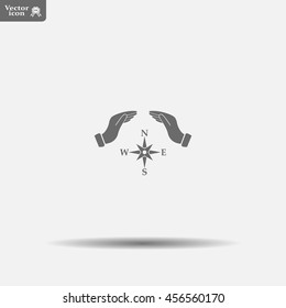 Illustration of two hands protecting or giving a compass