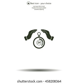 Illustration of two hands protecting or giving a timer

