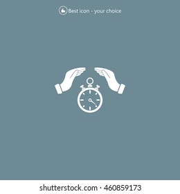 Illustration of two hands protecting or giving a timer



