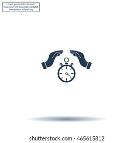 Illustration of two hands protecting or giving a timer