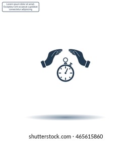 Illustration of two hands protecting or giving a timer



