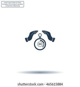 Illustration of two hands protecting or giving a timer



