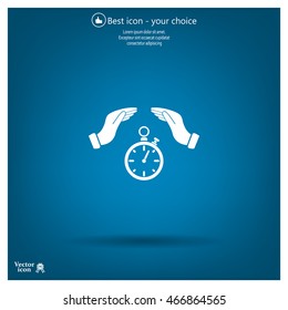 Illustration of two hands protecting or giving a timer

