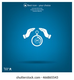 Illustration of two hands protecting or giving a timer
