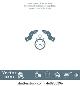 Illustration of two hands protecting or giving a timer



