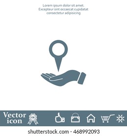 Illustration of two hands protecting or giving a map mark