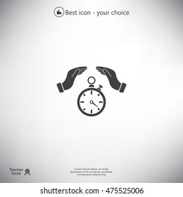 Illustration of two hands protecting or giving a timer