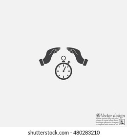 Illustration of two hands protecting or giving a timer