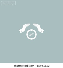 Illustration of two hands protecting or giving a compass
