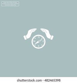 Illustration of two hands protecting or giving a compass