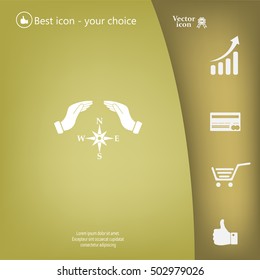 Illustration of two hands protecting or giving a compass