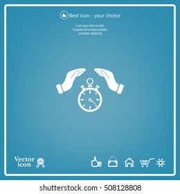 Illustration of two hands protecting or giving a timer