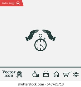 Illustration of two hands protecting or giving a timer