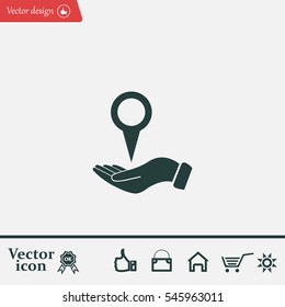 Illustration of two hands protecting or giving a map mark