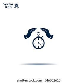Illustration of two hands protecting or giving a timer