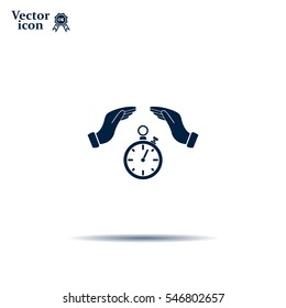 Illustration of two hands protecting or giving a timer