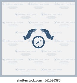 Illustration of two hands protecting or giving a compass