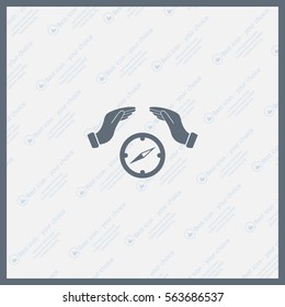 Illustration of two hands protecting or giving a compass
