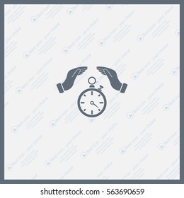 Illustration of two hands protecting or giving a timer




