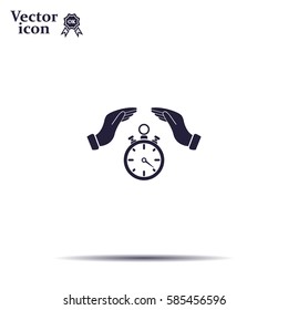 Illustration of two hands protecting or giving a timer