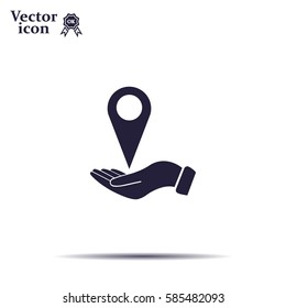 Illustration of two hands protecting or giving a map mark