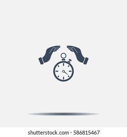 Illustration of two hands protecting or giving a timer



