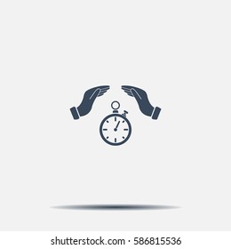 Illustration of two hands protecting or giving a timer



