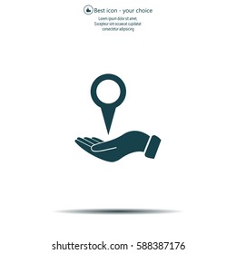 Illustration of two hands protecting or giving a map mark