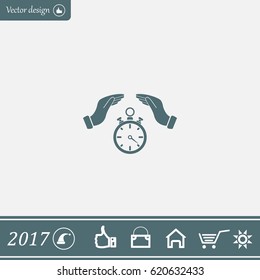 Illustration of two hands protecting or giving a timer
