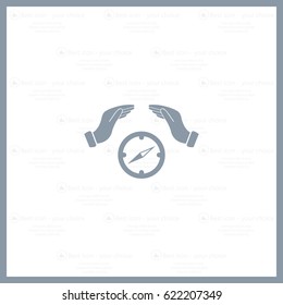 Illustration of two hands protecting or giving a compass