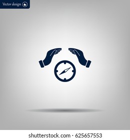Illustration of two hands protecting or giving a compass
