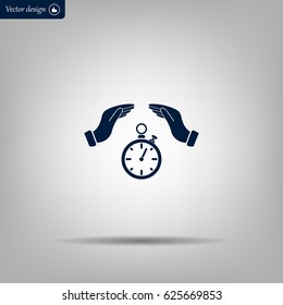Illustration of two hands protecting or giving a timer