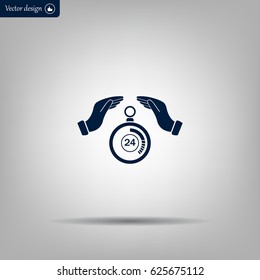 Illustration of two hands protecting or giving a timer