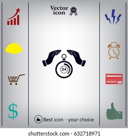 Illustration of two hands protecting or giving a timer 