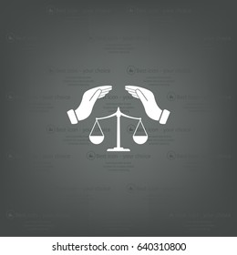 Illustration of two hands protecting or giving an unbalanced weight scale
