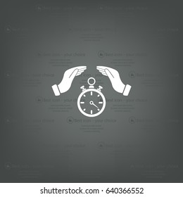 Illustration of two hands protecting or giving a timer

