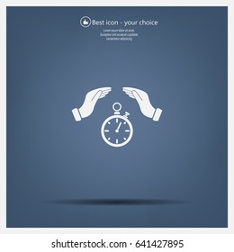 Illustration of two hands protecting or giving a timer