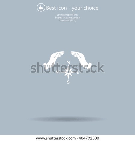 Illustration of two hands protecting or giving a compass