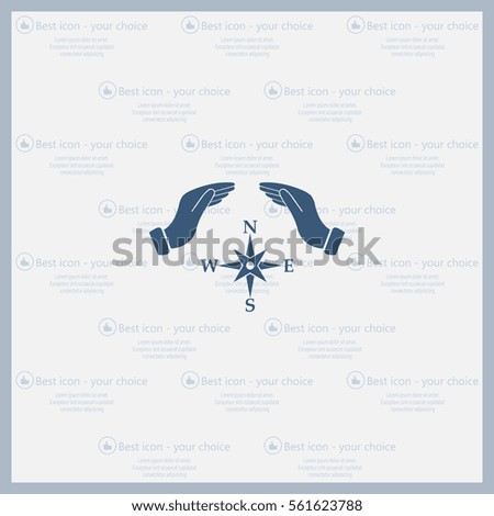 Illustration of two hands protecting or giving a compass
