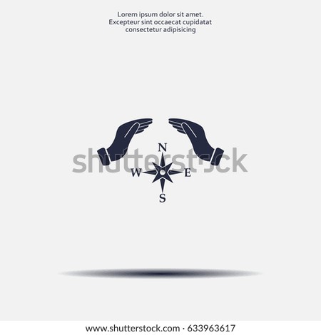 Illustration of two hands protecting or giving a compass