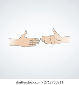 Una ilustración de dos manos extendiéndose una a la otra, simbolizando la amistad, la conexión y la unidad. Las manos están dibujadas en un estilo simple y limpio, con un fondo blanco que enfatiza el gesto de unión y Asistencia.