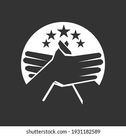 Illustration of two hands shaking in silhouette style. Vector illustration EPS.8 EPS.10
