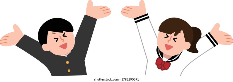 Illustration of two happy students